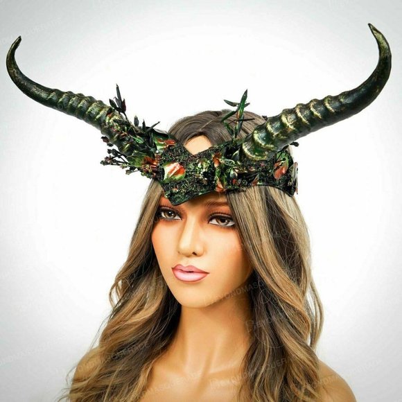 Ram horns headband masquerade headpiece halloweeen - Picture 2 of 3